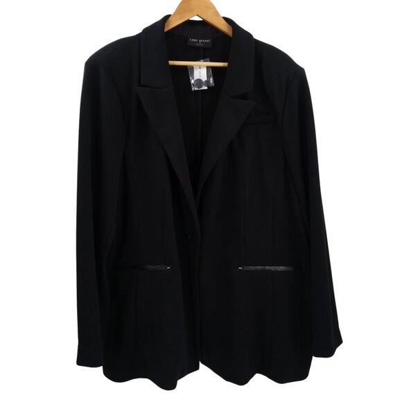 Lane Bryant Jackets & Blazers - Lane Bryant Black Knit One Button Blazer Size 28 Stretch Career Business New NWT